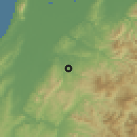 Shaded relief of the 54 km around Tochio, drawn from the GMTED2010 grid