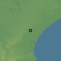 Shaded relief of the 55 km around Tōgane, drawn from the GMTED2010 grid
