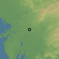 Shaded relief of the 55 km around Togo, drawn from the GMTED2010 grid