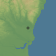 Shaded relief of the 54 km around Tokai, drawn from the GMTED2010 grid