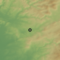 Shaded relief of the 55 km around Toki, drawn from the GMTED2010 grid