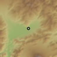 Shaded relief of the 55 km around Fuefuki, drawn from the GMTED2010 grid