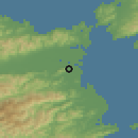 Shaded relief of the 55 km around Tokushima, drawn from the GMTED2010 grid