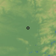 Shaded relief of the 54 km around Tome, drawn from the GMTED2010 grid