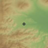 Shaded relief of the 55 km around Tomioka, drawn from the GMTED2010 grid