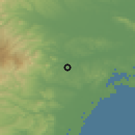 Shaded relief of the 54 km around Tomiya, drawn from the GMTED2010 grid