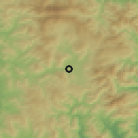 Shaded relief of the 54 km around Tono, drawn from the GMTED2010 grid