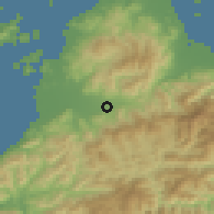Shaded relief of the 55 km around Toon, drawn from the GMTED2010 grid
