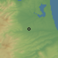 Shaded relief of the 53 km around Towada, drawn from the GMTED2010 grid