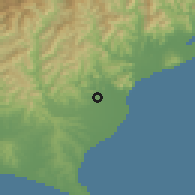 Shaded relief of the 55 km around Fujieda, drawn from the GMTED2010 grid