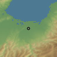 Shaded relief of the 54 km around Toyama, drawn from the GMTED2010 grid