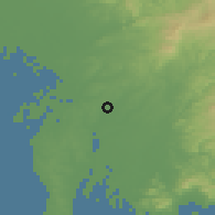 Shaded relief of the 55 km around Toyoake, drawn from the GMTED2010 grid