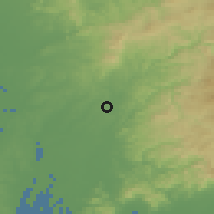 Shaded relief of the 55 km around Toyota, drawn from the GMTED2010 grid