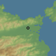 Shaded relief of the 55 km around Aizumi, drawn from the GMTED2010 grid