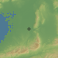 Shaded relief of the 55 km around Fujiidera, drawn from the GMTED2010 grid