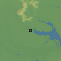 Shaded relief of the 55 km around Tsuchiura, drawn from the GMTED2010 grid