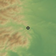 Shaded relief of the 55 km around Tsukui, drawn from the GMTED2010 grid