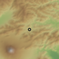 Shaded relief of the 55 km around Tsuru, drawn from the GMTED2010 grid