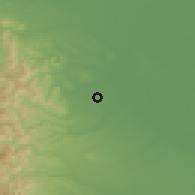 Shaded relief of the 55 km around Tsurugashima, drawn from the GMTED2010 grid