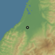 Shaded relief of the 54 km around Tsuruoka, drawn from the GMTED2010 grid