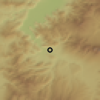 Shaded relief of the 54 km around Ueda, drawn from the GMTED2010 grid