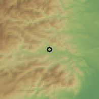 Shaded relief of the 55 km around Uenohara, drawn from the GMTED2010 grid
