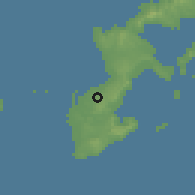 Shaded relief of the 57 km around Urasoe, drawn from the GMTED2010 grid
