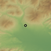 Shaded relief of the 54 km around Fujimi, drawn from the GMTED2010 grid