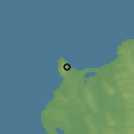 Shaded relief of the 51 km around Wakkanai, drawn from the GMTED2010 grid