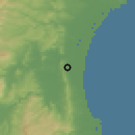 Shaded relief of the 54 km around Watari, drawn from the GMTED2010 grid