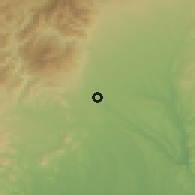 Shaded relief of the 54 km around Yaita, drawn from the GMTED2010 grid