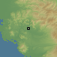 Shaded relief of the 55 km around Yamaga, drawn from the GMTED2010 grid
