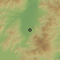 Shaded relief of the 54 km around Yamagata, drawn from the GMTED2010 grid