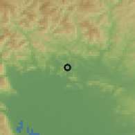 Shaded relief of the 55 km around Yamagata, drawn from the GMTED2010 grid