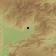 Shaded relief of the 55 km around Yamanashi, drawn from the GMTED2010 grid
