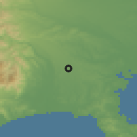 Shaded relief of the 55 km around Yamato, drawn from the GMTED2010 grid