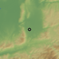 Shaded relief of the 55 km around Yamatotakada, drawn from the GMTED2010 grid