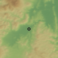 Shaded relief of the 54 km around Yanagawa, drawn from the GMTED2010 grid