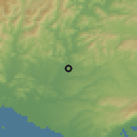 Shaded relief of the 55 km around Yashiro, drawn from the GMTED2010 grid
