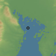 Shaded relief of the 55 km around Yatomi, drawn from the GMTED2010 grid