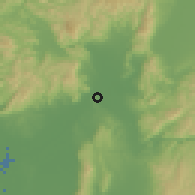 Shaded relief of the 55 km around Yawata, drawn from the GMTED2010 grid