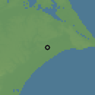 Shaded relief of the 55 km around Yokaichiba, drawn from the GMTED2010 grid