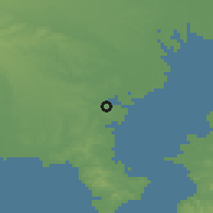 Shaded relief of the 55 km around Yokohama, drawn from the GMTED2010 grid
