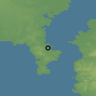 Shaded relief of the 55 km around Yokosuka, drawn from the GMTED2010 grid