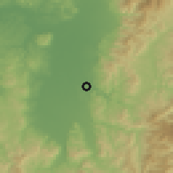 Shaded relief of the 54 km around Yokote, drawn from the GMTED2010 grid