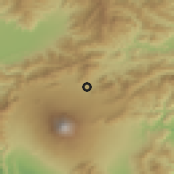 Shaded relief of the 55 km around Fujiyoshida, drawn from the GMTED2010 grid