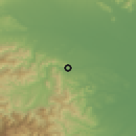 Shaded relief of the 55 km around Yorii, drawn from the GMTED2010 grid