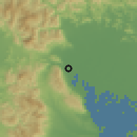 Shaded relief of the 55 km around Yoro, drawn from the GMTED2010 grid