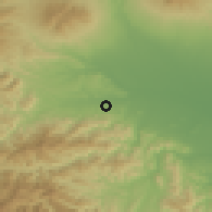 Shaded relief of the 55 km around Yoshii, drawn from the GMTED2010 grid