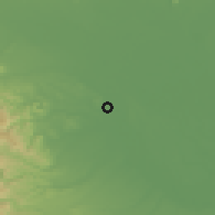 Shaded relief of the 55 km around Yoshimi, drawn from the GMTED2010 grid